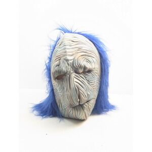 VTG Halloween Mask Creepy Old Man Blue Hair Latex Horror Costume Sri‎ Lanka